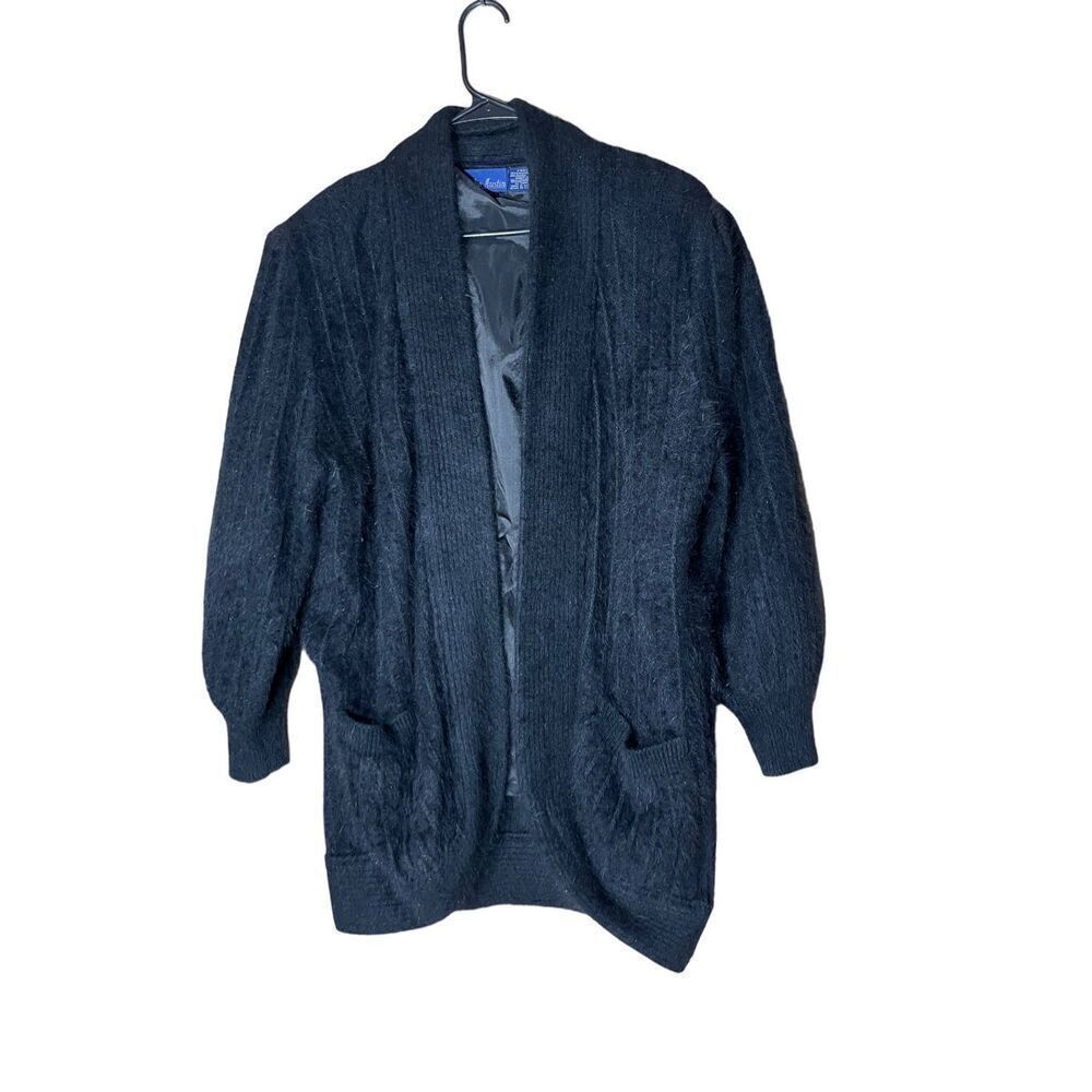 Vintage Amelia Austin‎ Rabbit Hair Blend Black Cardigan One Size